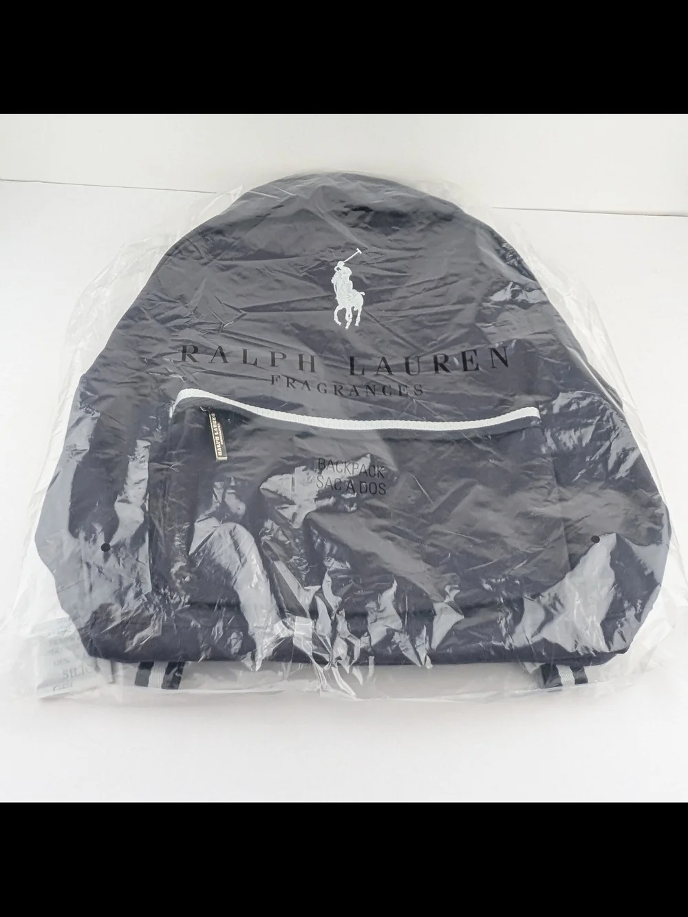 Ralph Lauren Fragrances World Of Polo Navy Blue Backpack with White Pony Accent